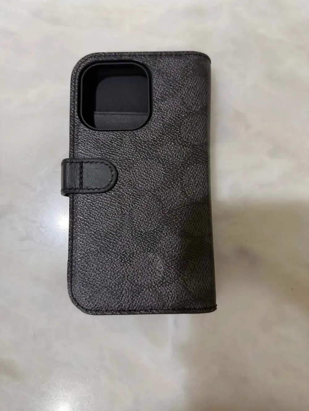Coach iPhone 15 Pro Folio In Signature Canvas In Charcoal